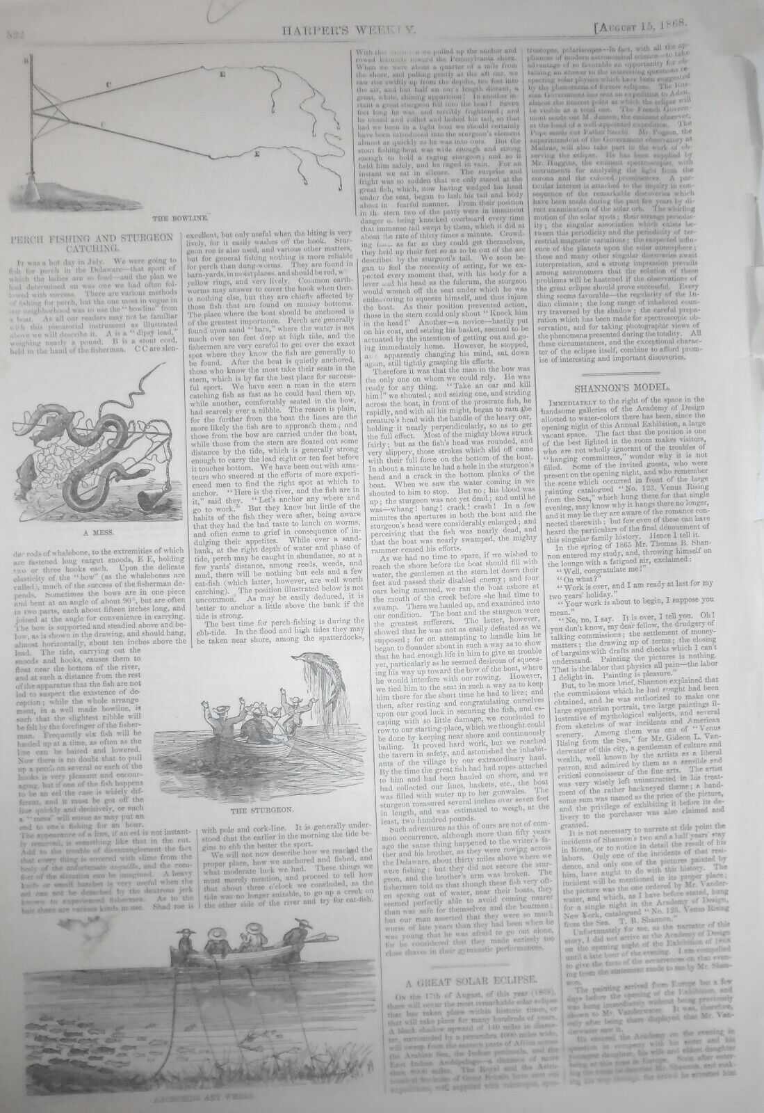 The Village Depot / Perch Fishing & Sturgeon Catching - Harper's Weekly, 1868