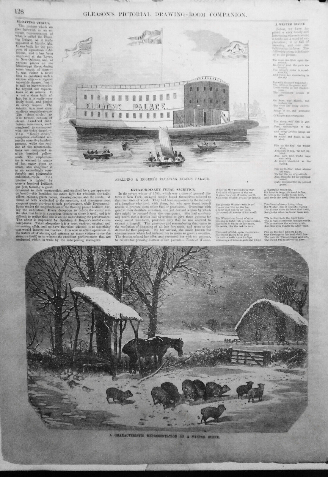 Spalding & Roger's Floating Circus Palace - Gleason's Pictorial, 1853