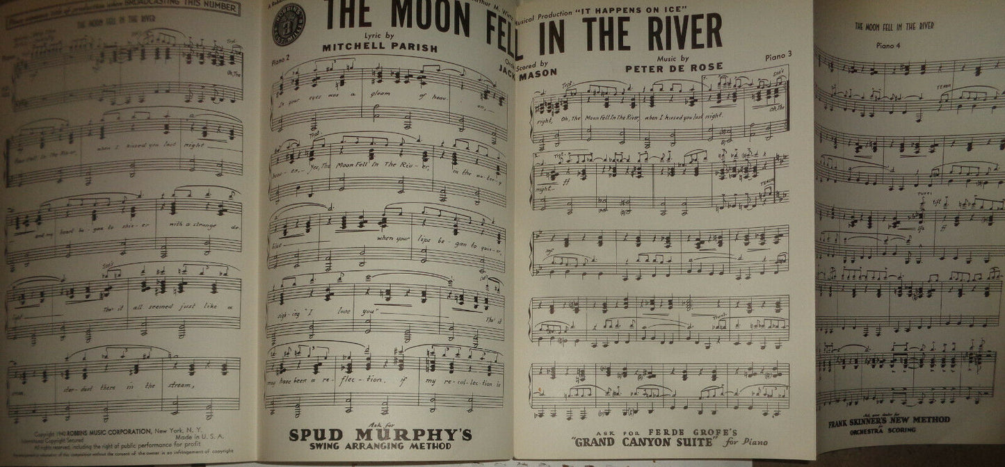 THE MOON FELL IN THE RIVER - SHEET MUSIC FOR ORCHESTRA - 1940