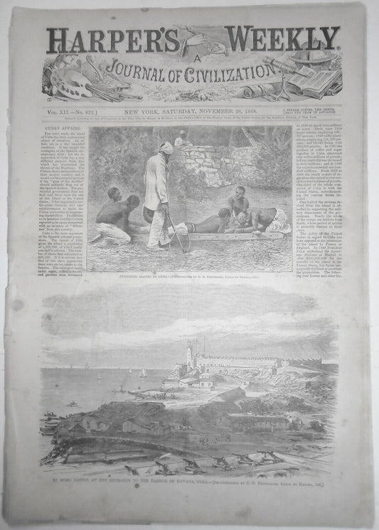 Harper's Weekly November 28, 1868 - Original Complete issue. Cuban Affairs,etc..