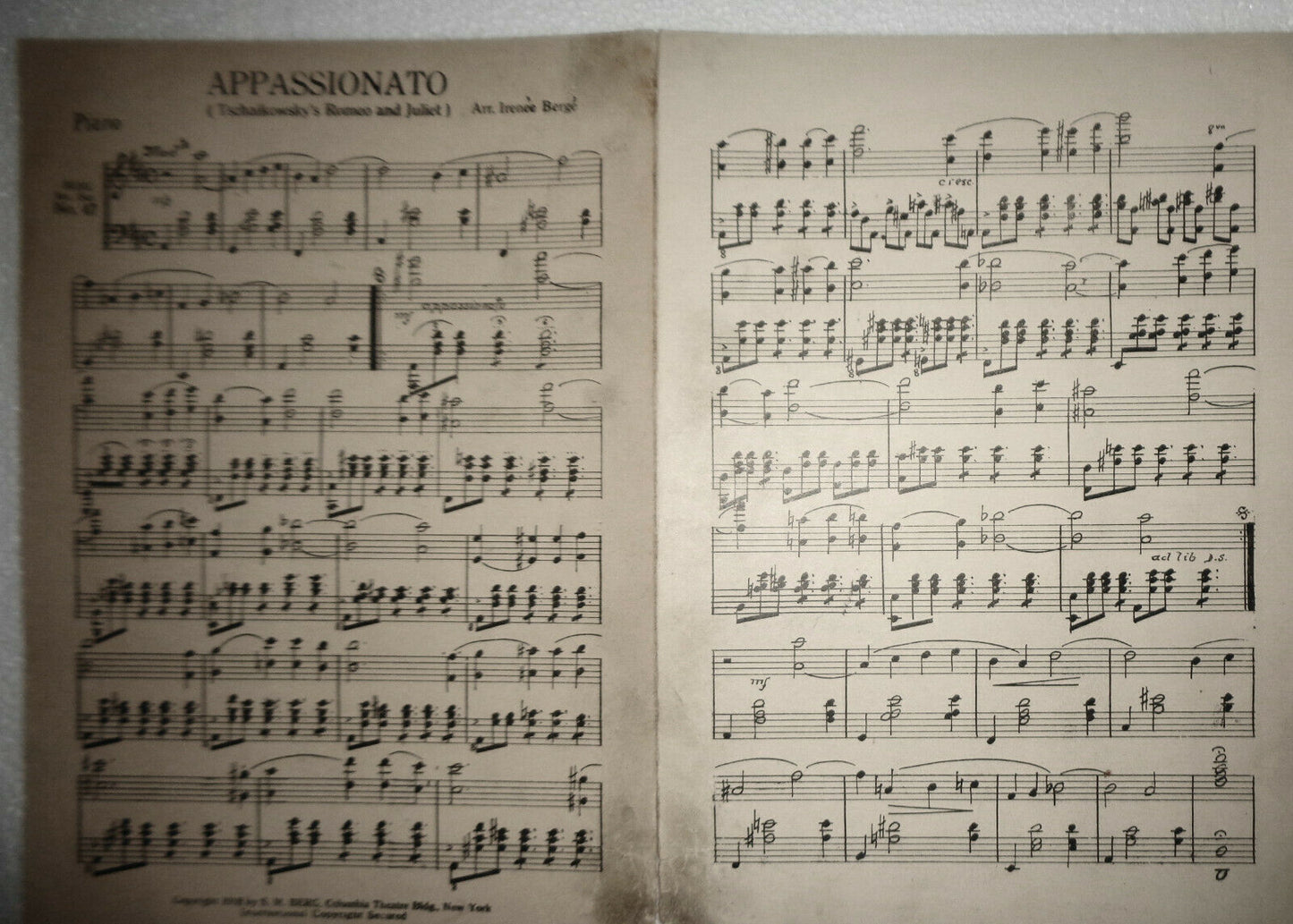 APPASSIONATO - TSCHAIKOWSKY'S ROMEO & JULIET -1918 by Irénée Bergé for orchestra
