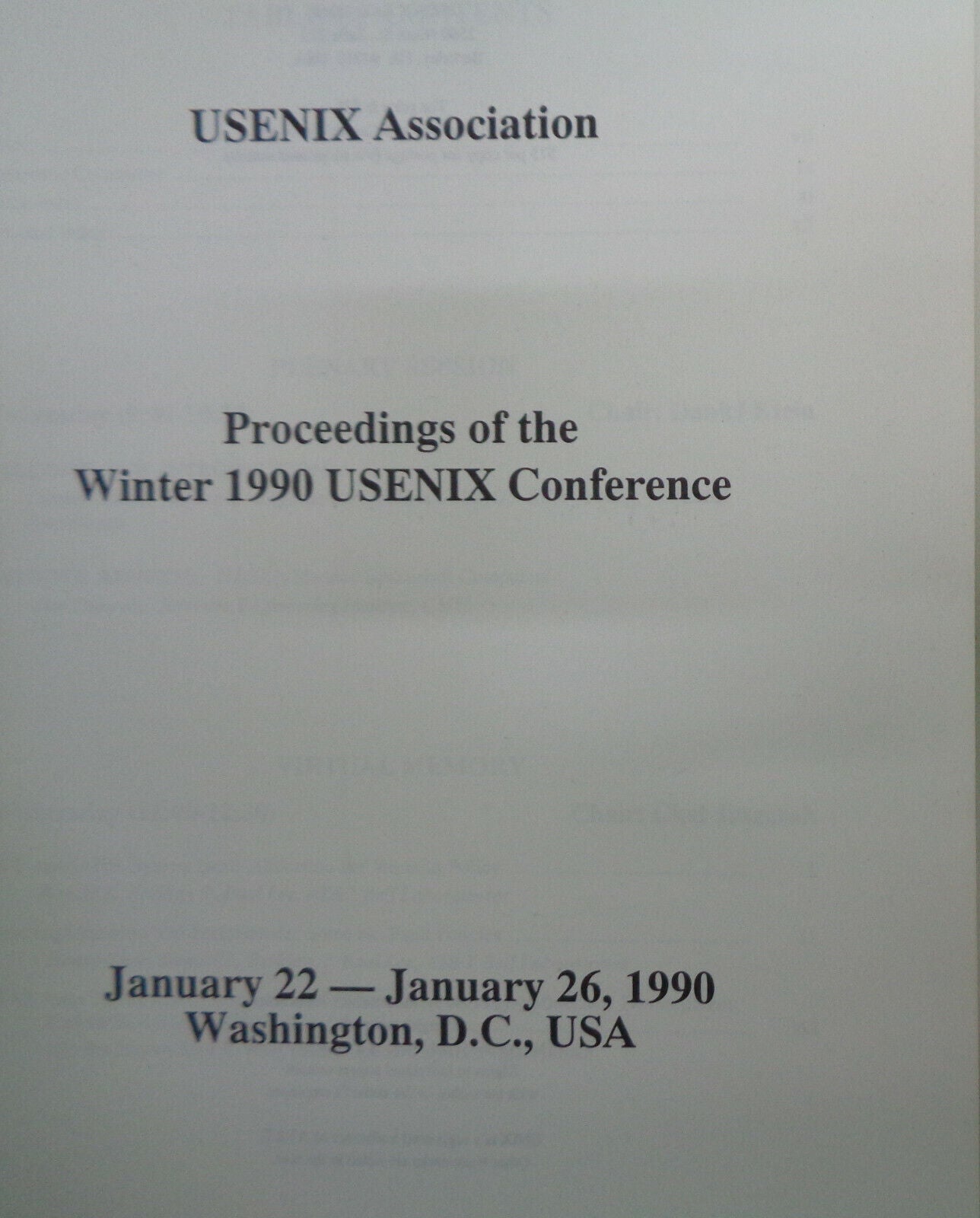 Proceedings of  Winter 1990 USENIX Conference : Jan 22-26,1990, Wash, DC [UNIX]