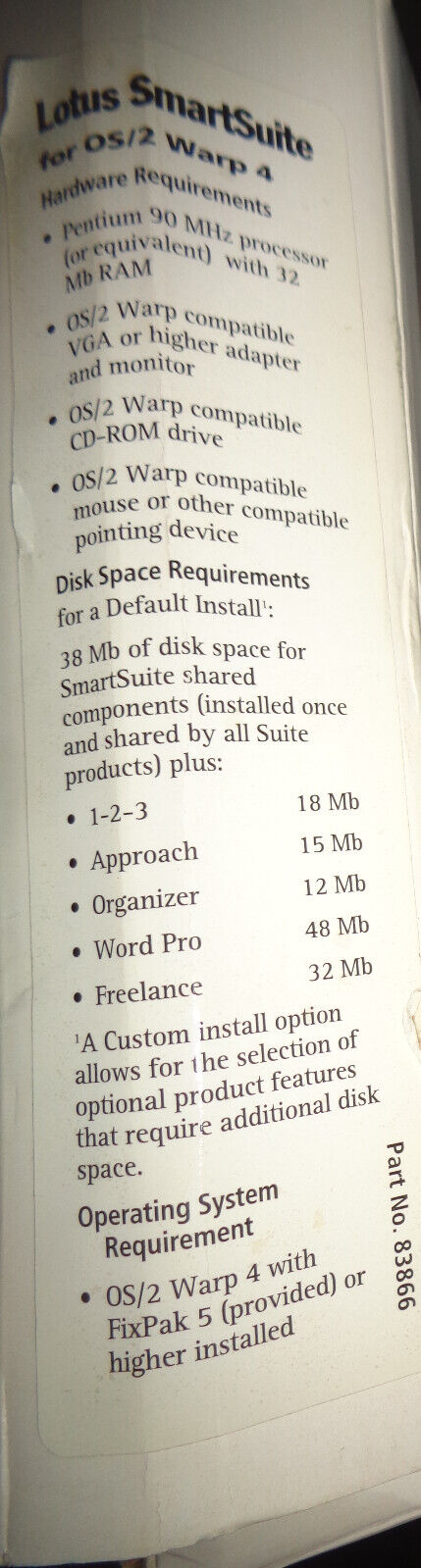Lotus SmartSuite for IBM OS/2 Warp 4 - Upgrade edition. 1997.