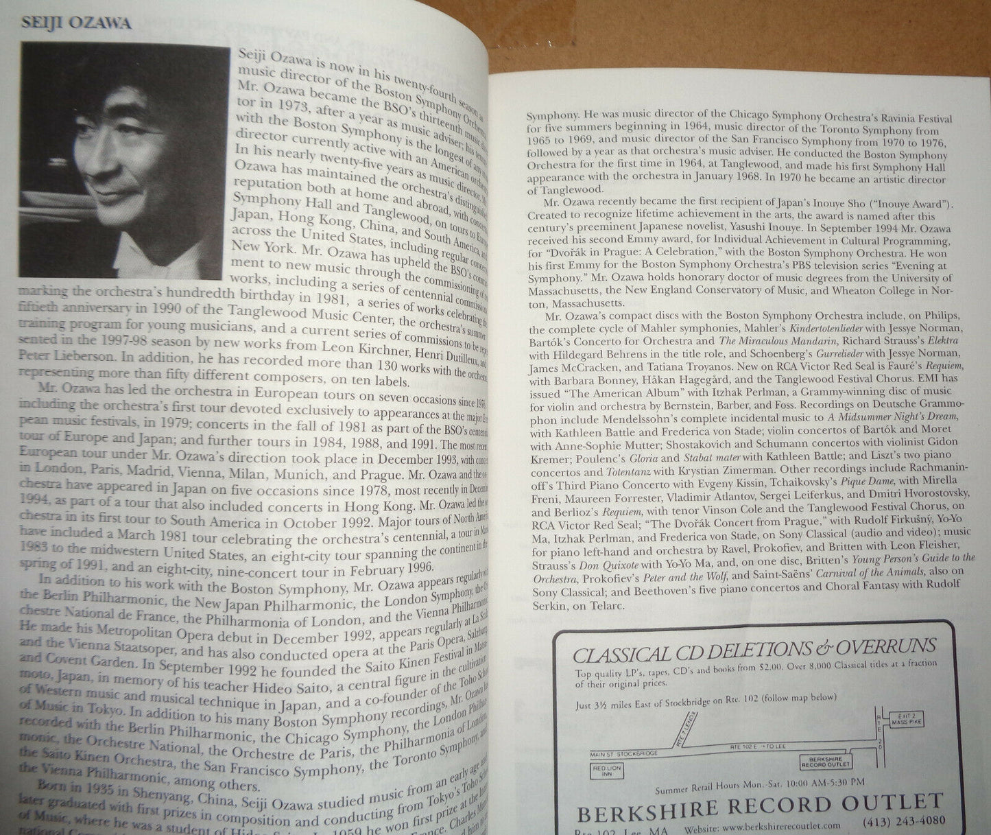 Tanglewood 1997 - Boston Symphony Orchestra - - Festival Souvenir Program