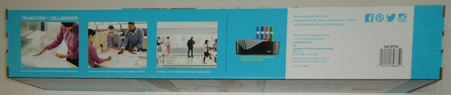3M Post-it Dry Erase Surface, 2' x 3' (DEF3x2) Whiteboard Film - Brand new