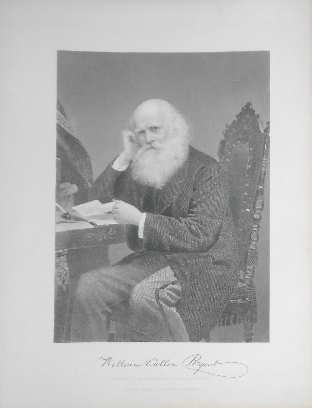 William Cullen Bryant - engraving 1873 - Duyckinck Portrait Gallery