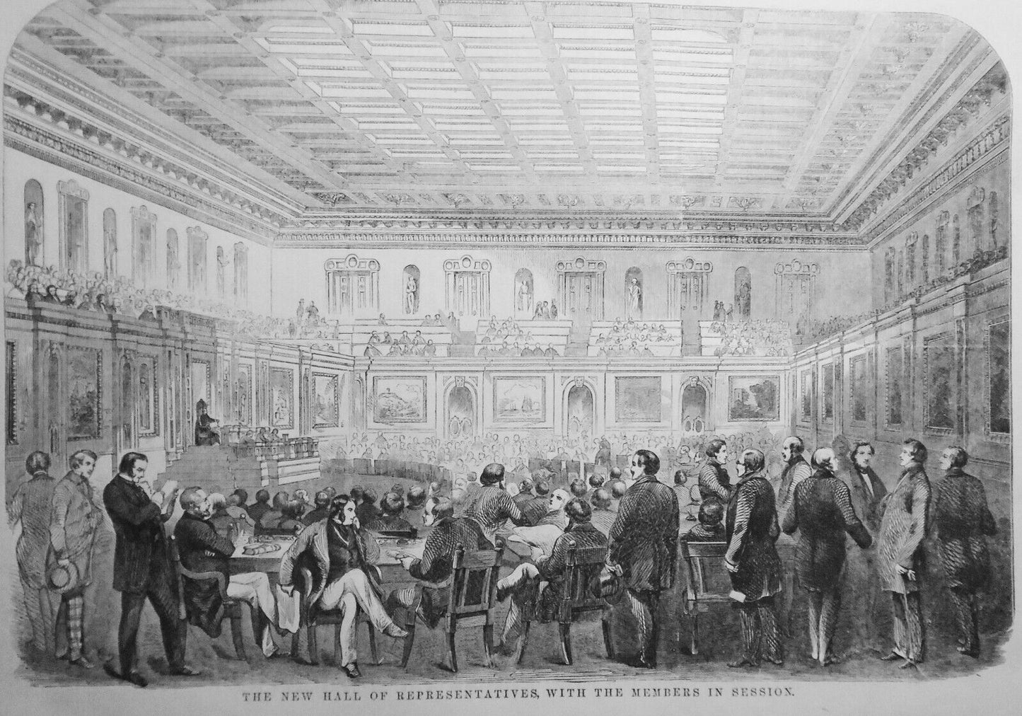 The Capitol At Washington & New Hall Of Representatives -  Harper's Weekly 1868