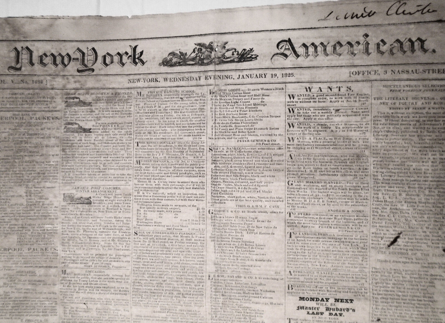 New-York American, January  19, 1825 - newspaper