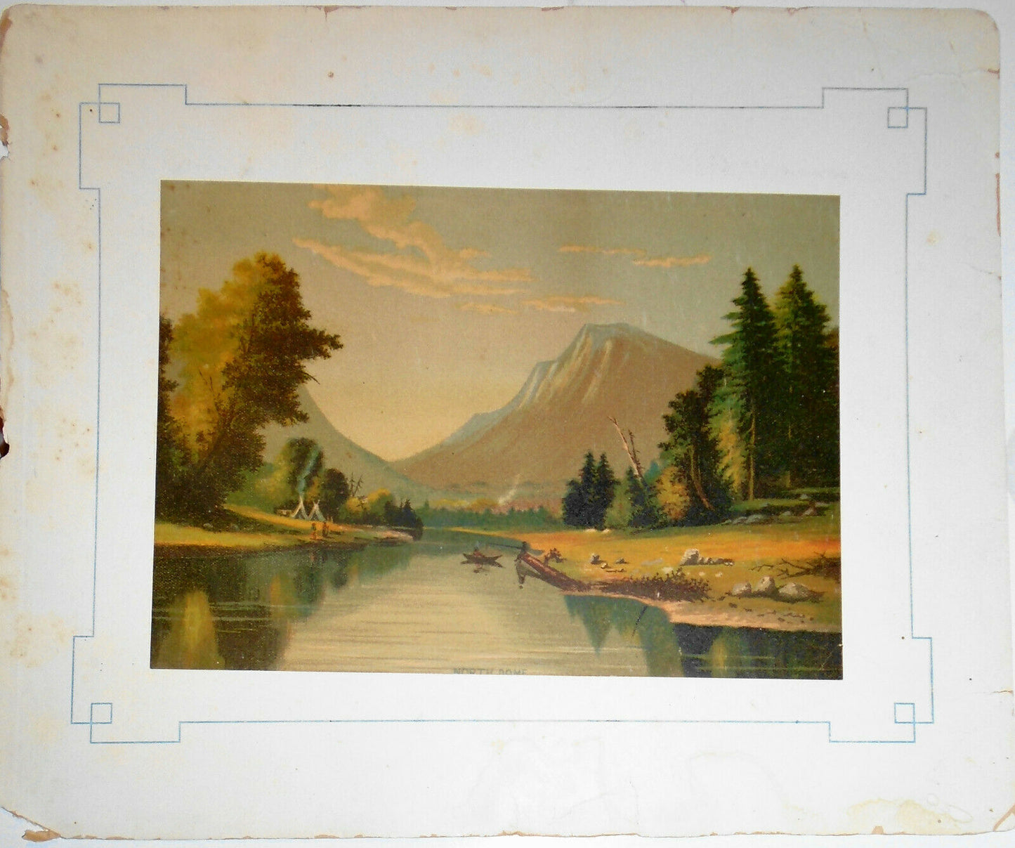 North Dome, Yosemite Valley, 1875 original Chromolithograph - Restein