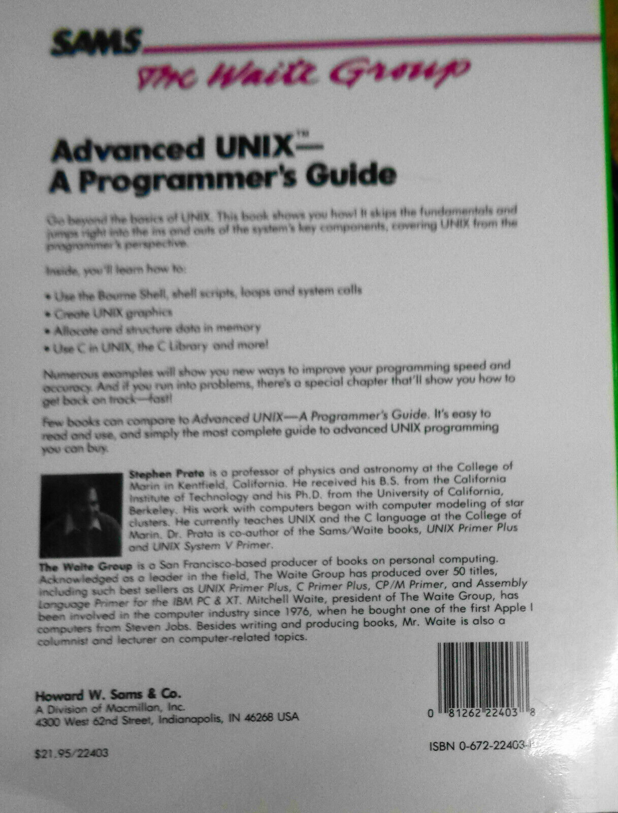 UNIX Programming lot of 4 books: Waite Group + Relational Database Systems