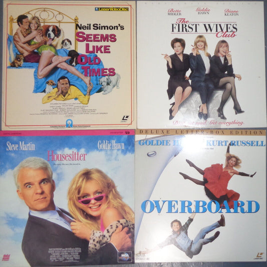 4 Goldie Hawn laserdiscs: Seems Like Old Times Overboard Housesitter 1st Wives
