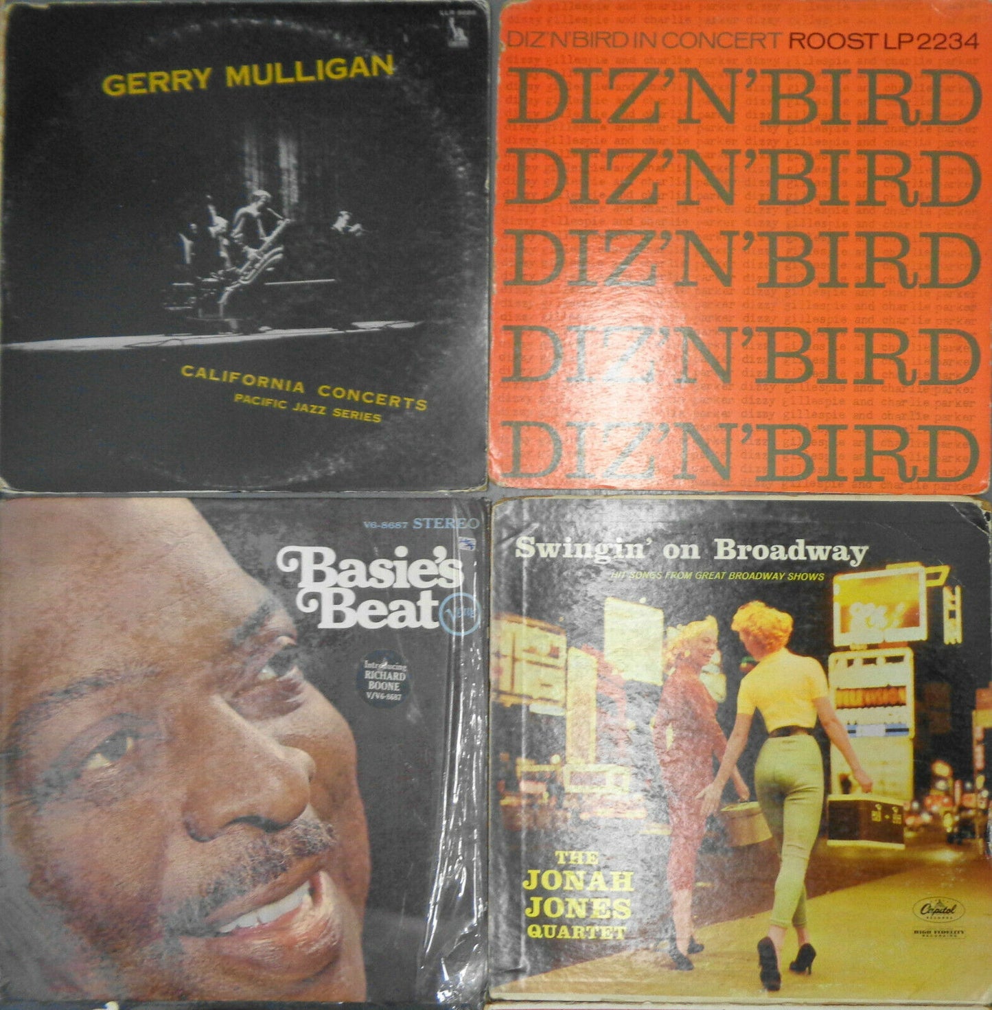 16 Jazz LPs Lot: Bird Dizzy Hubbard Mulligan Satchmo Duke Basie Brubeck Cherry