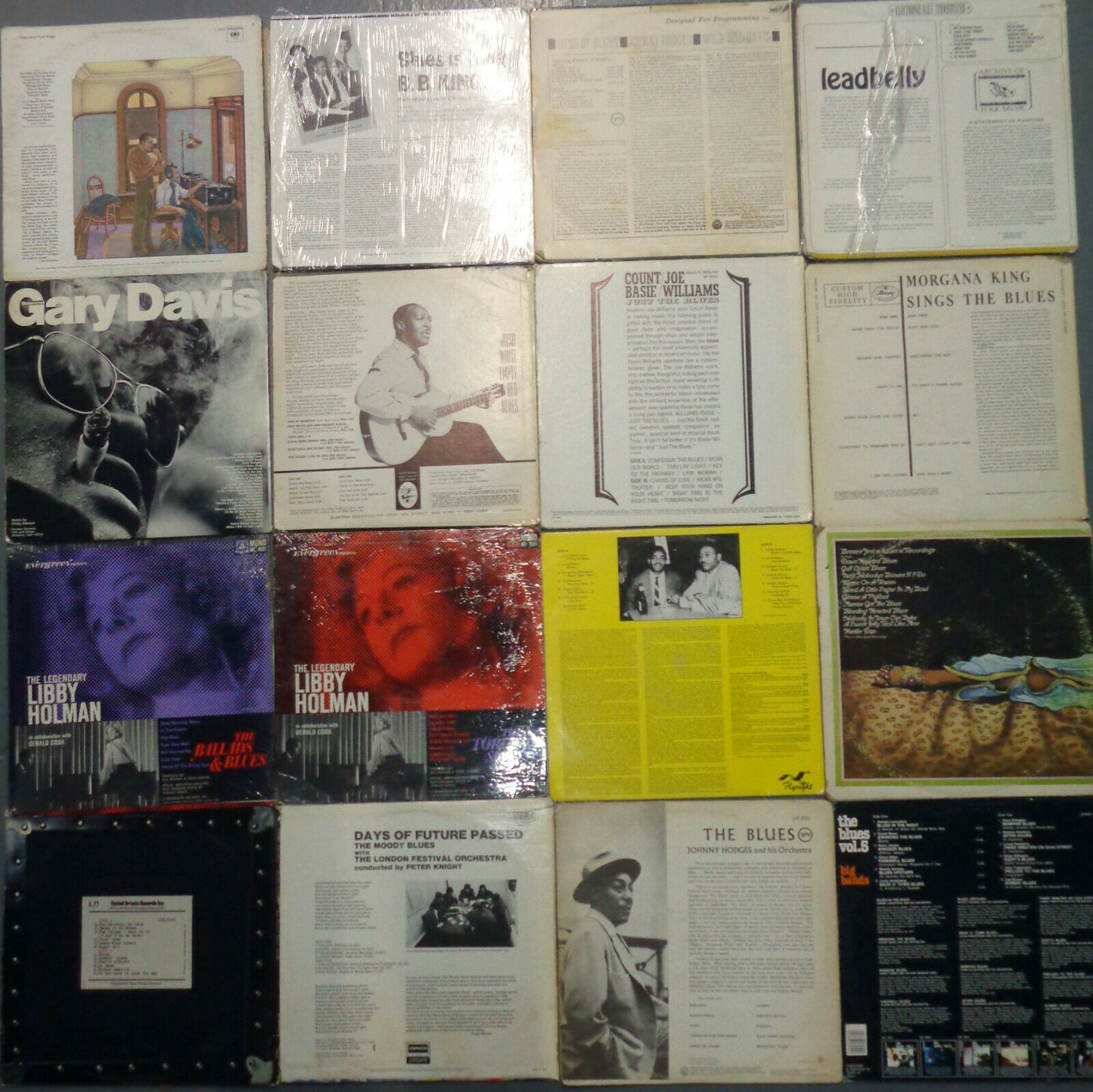 16 Blues LPs: Leadbelly, B B King, Bessie, Basie, Hodges, Ike Turner King Cobras