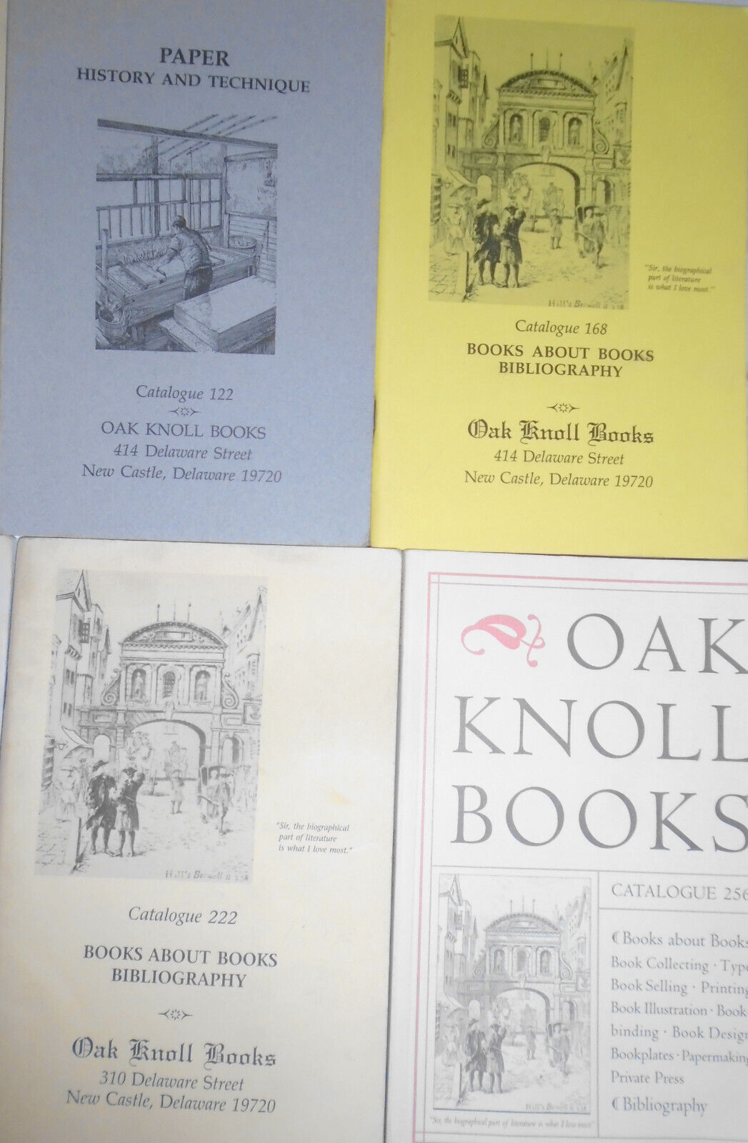 11 Oak Knoll bookseller catalogs: Books About Books, Bibliography, Paper, etc..