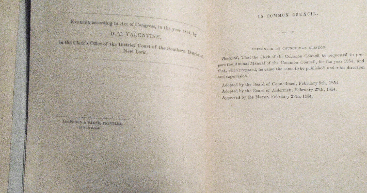 1854 Manual of the Corporation of the City of New York, by D. T. Valentine