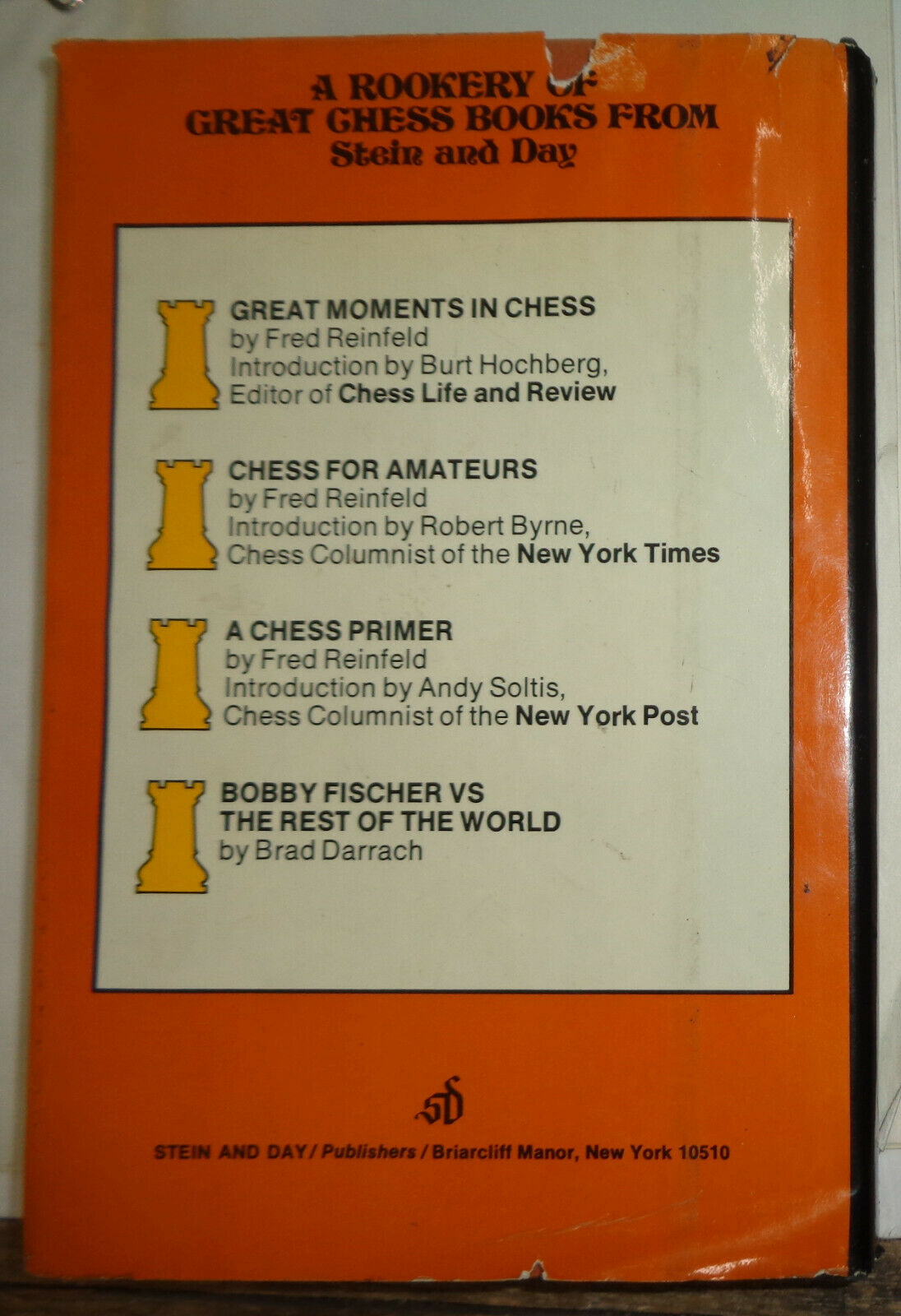 Chess to Enjoy, by Andy Soltis. First edition 1978. Hardcover/dustjacket.