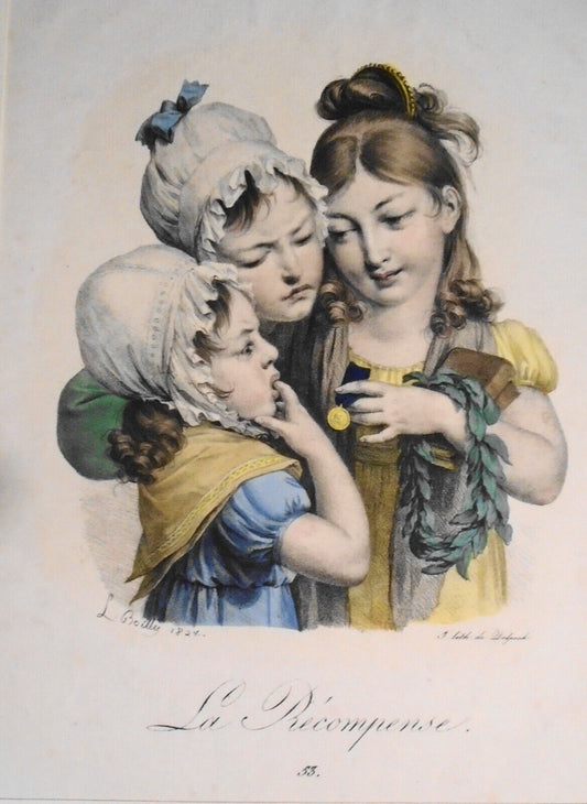 La Recompense, by L. Boilly. 1824. Original lithograph