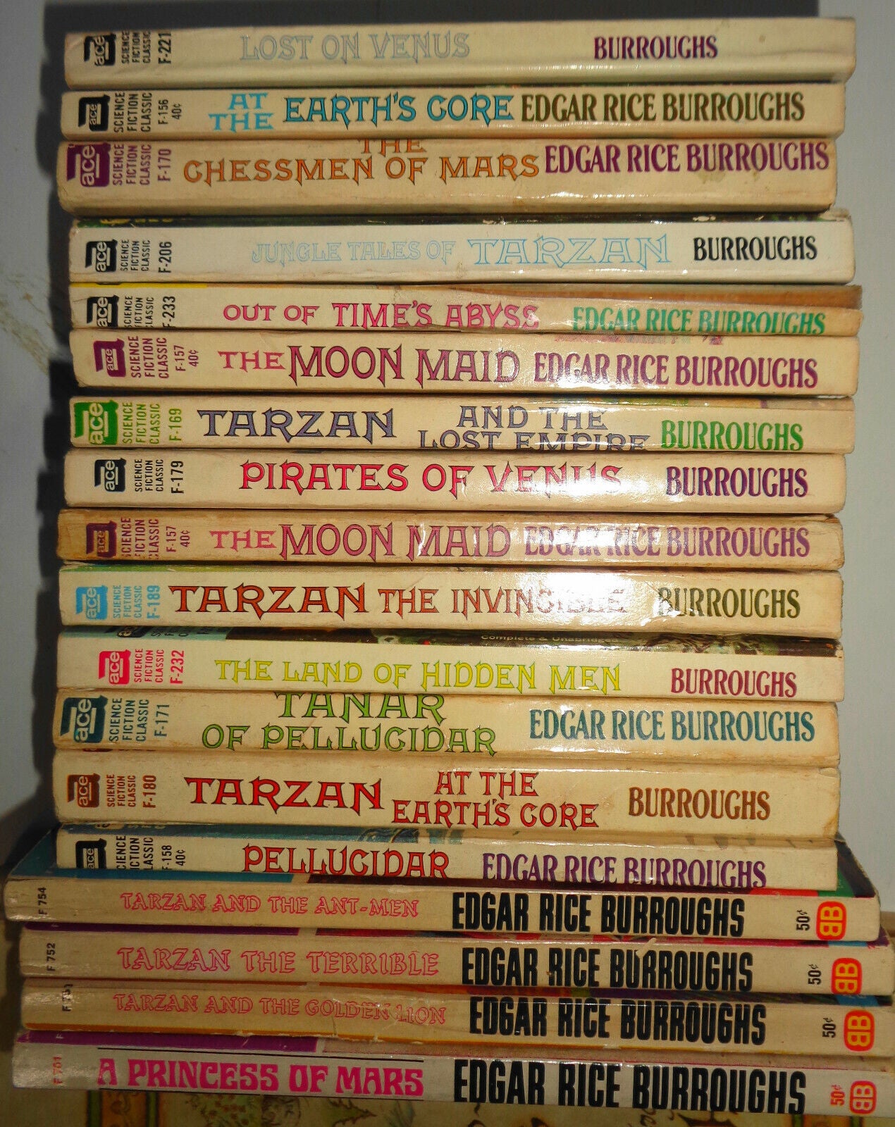 Edgar Rice Burroughs lot of 18 paperbacks - 1st printings Tarzan Science Fiction