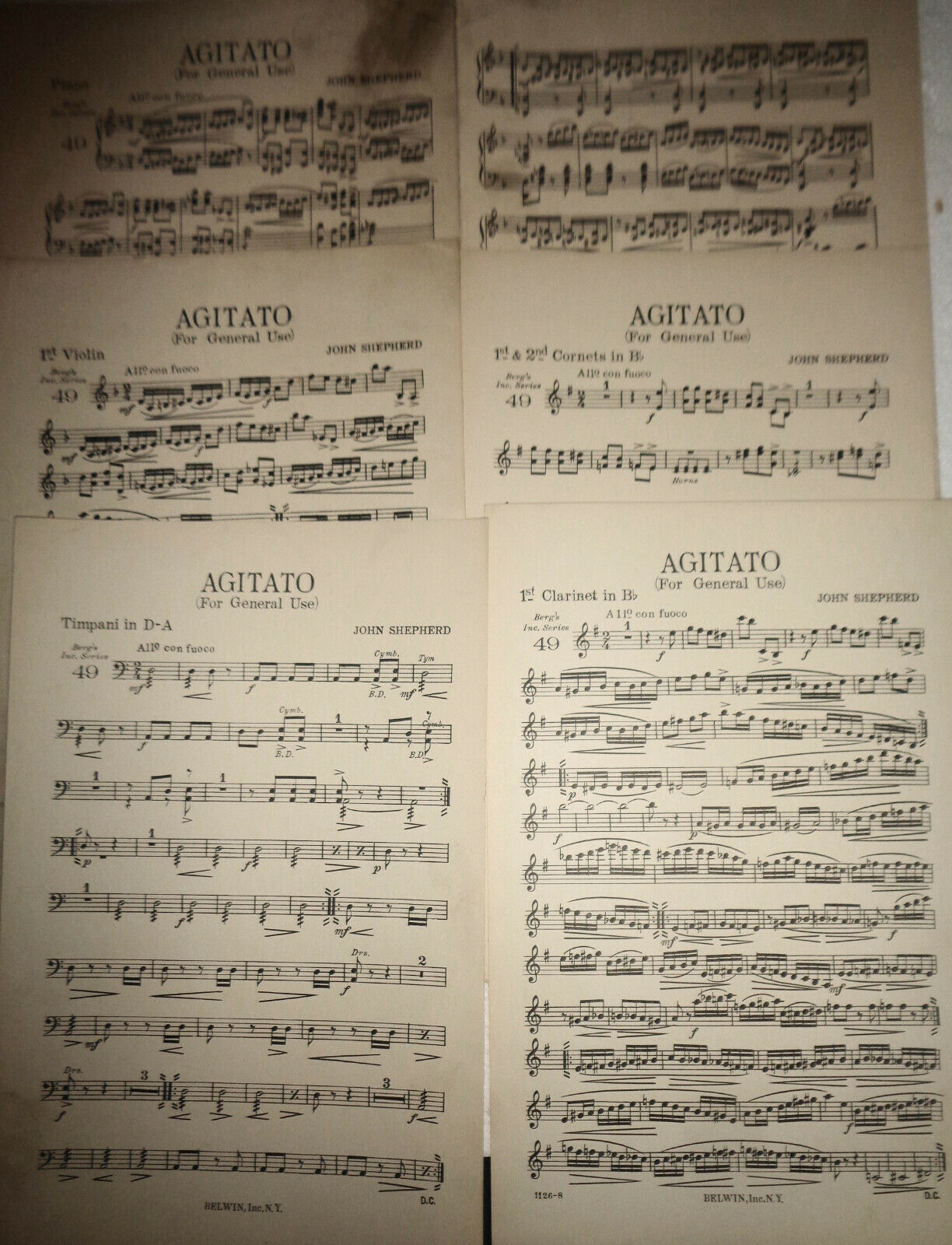 AGITATO (FOR GENERAL USE), by John Shepherd - 1917, orchestra score