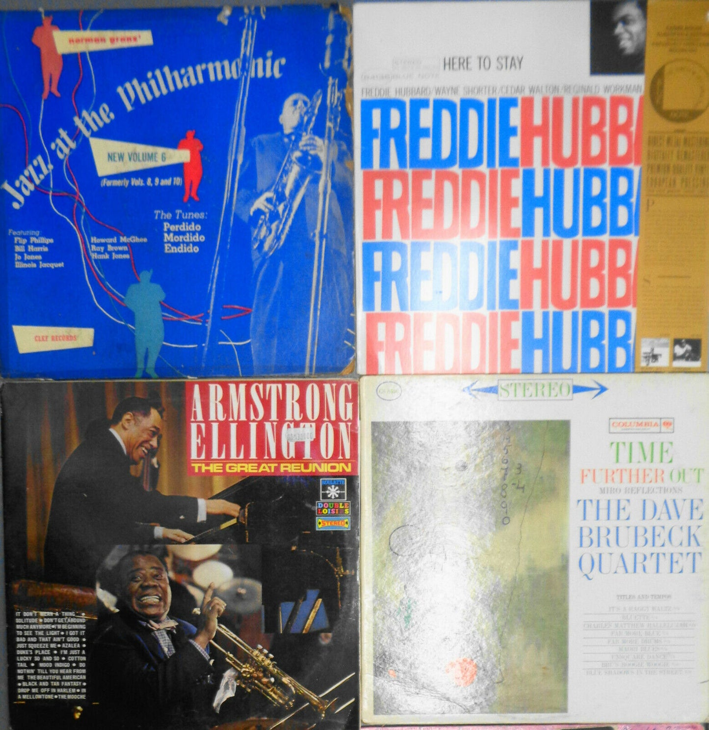 16 Jazz LPs Lot: Bird Dizzy Hubbard Mulligan Satchmo Duke Basie Brubeck Cherry