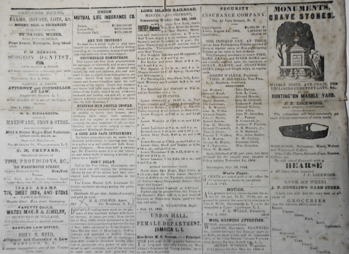 The Long-Islander, March 24, 1865. Civil war; negro captain Robert Small, etc.