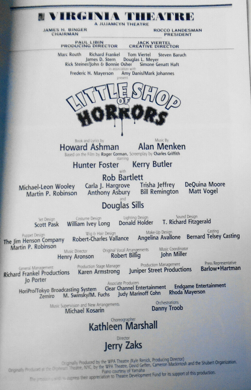 Little Shop Of Horrors - Playbill - March 2004. Sondheim interview