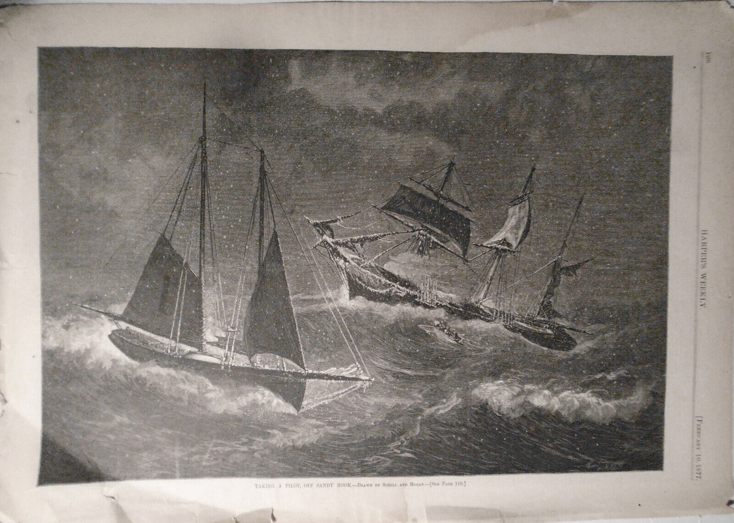 Taking A Pilot, Off Sandy Hook. Harper's Weekly February 10, 1877