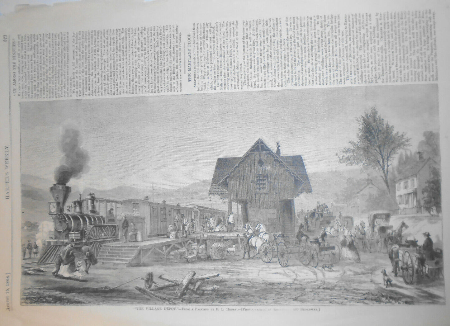 The Village Depot / Perch Fishing & Sturgeon Catching - Harper's Weekly, 1868