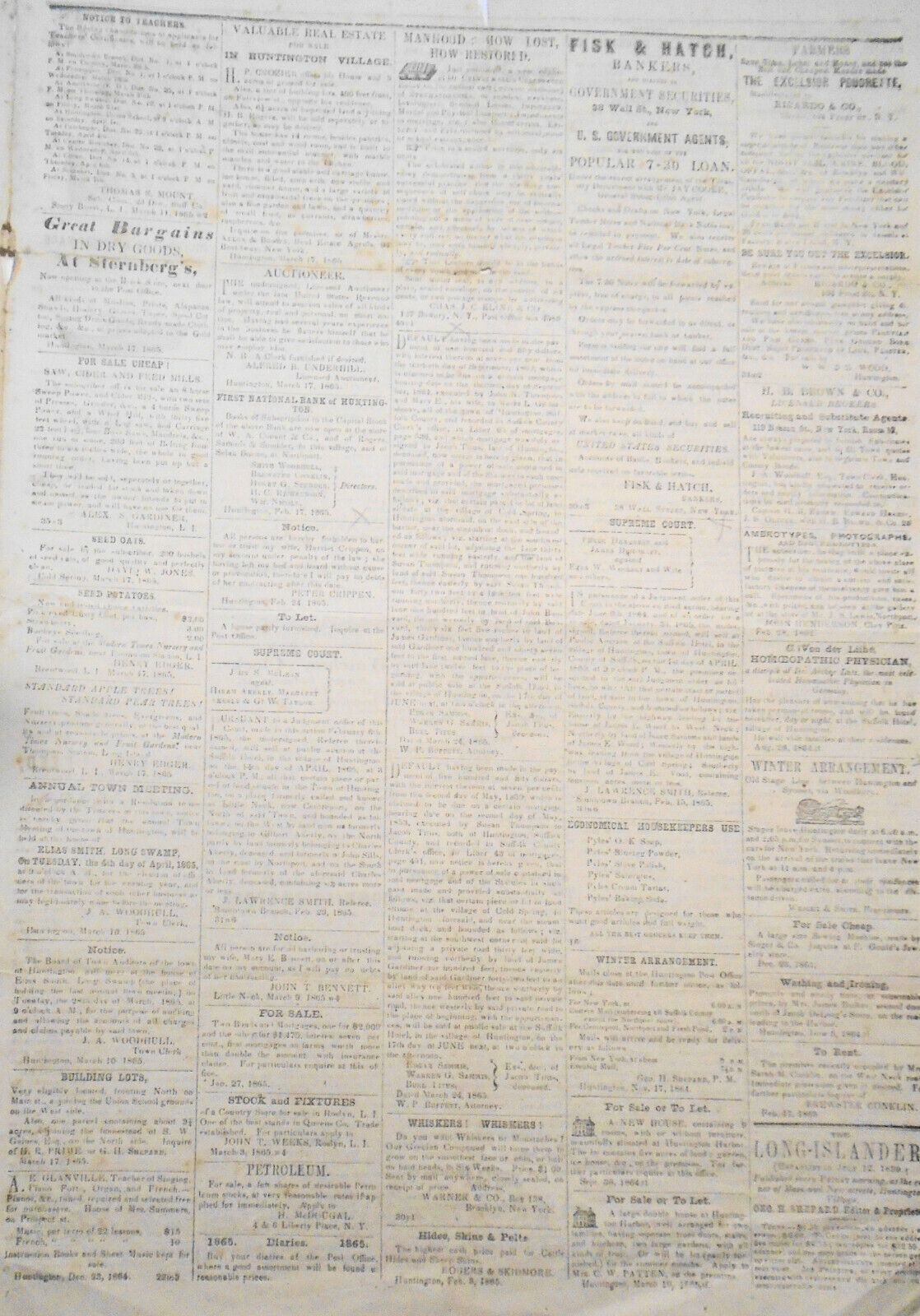 The Long-Islander, March 24, 1865. Civil war; negro captain Robert Small, etc.