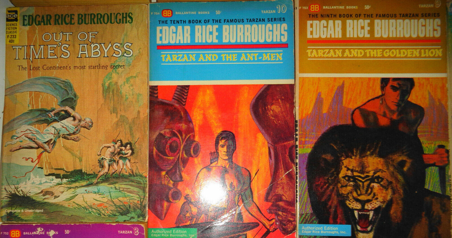 Edgar Rice Burroughs lot of 18 paperbacks - 1st printings Tarzan Science Fiction