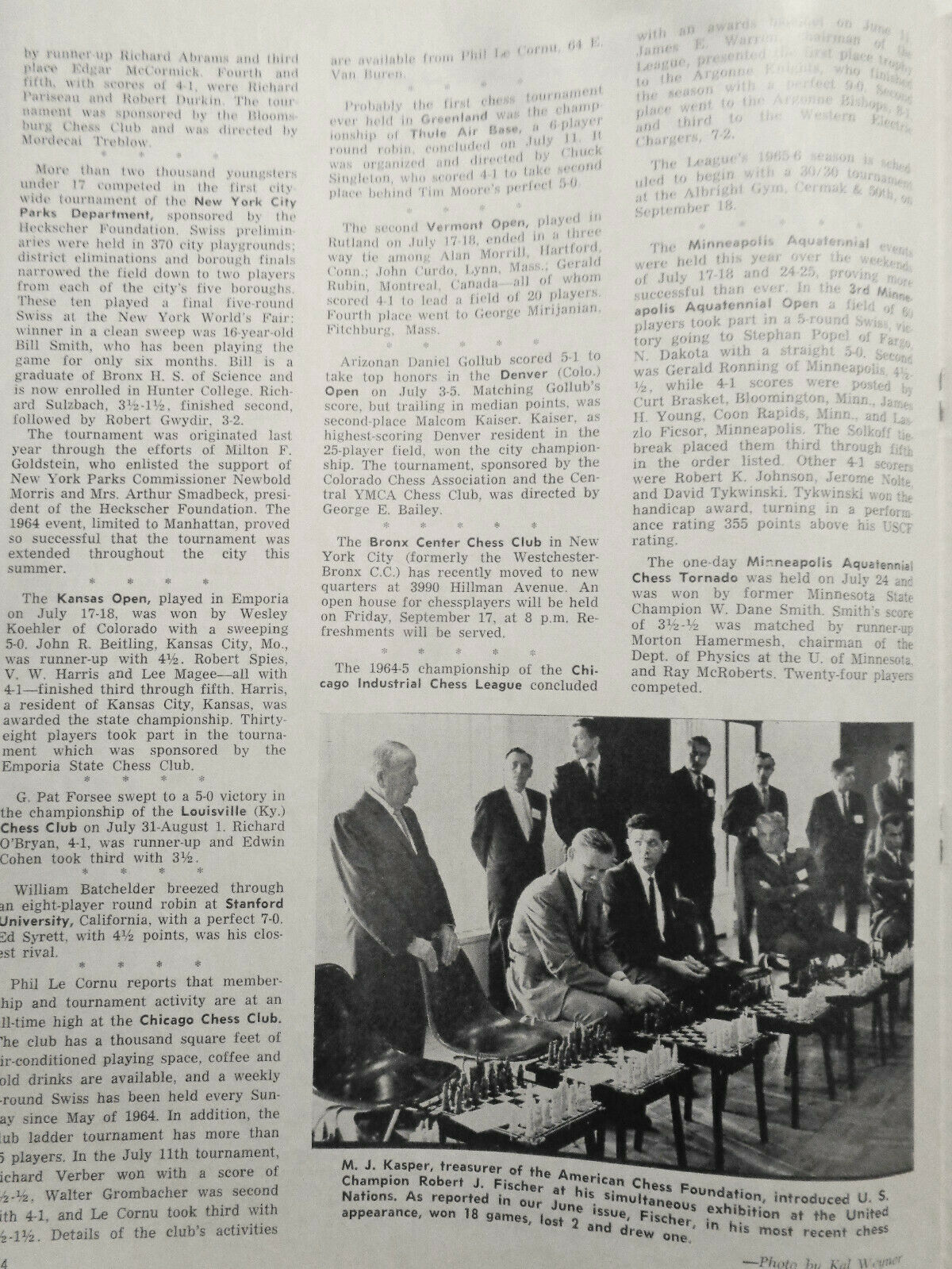 Chess Life, August 1965 - San Juan 1965 - Fischer annotated games