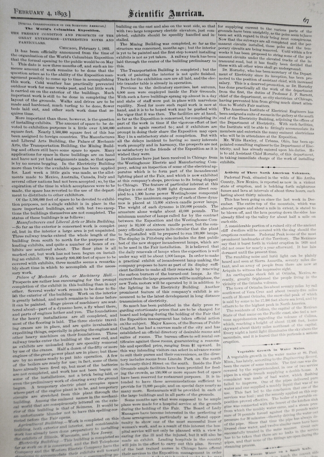 Scientific American February 4, 1893 - Marble Cave Of Missouri; Bicycles; Cats..