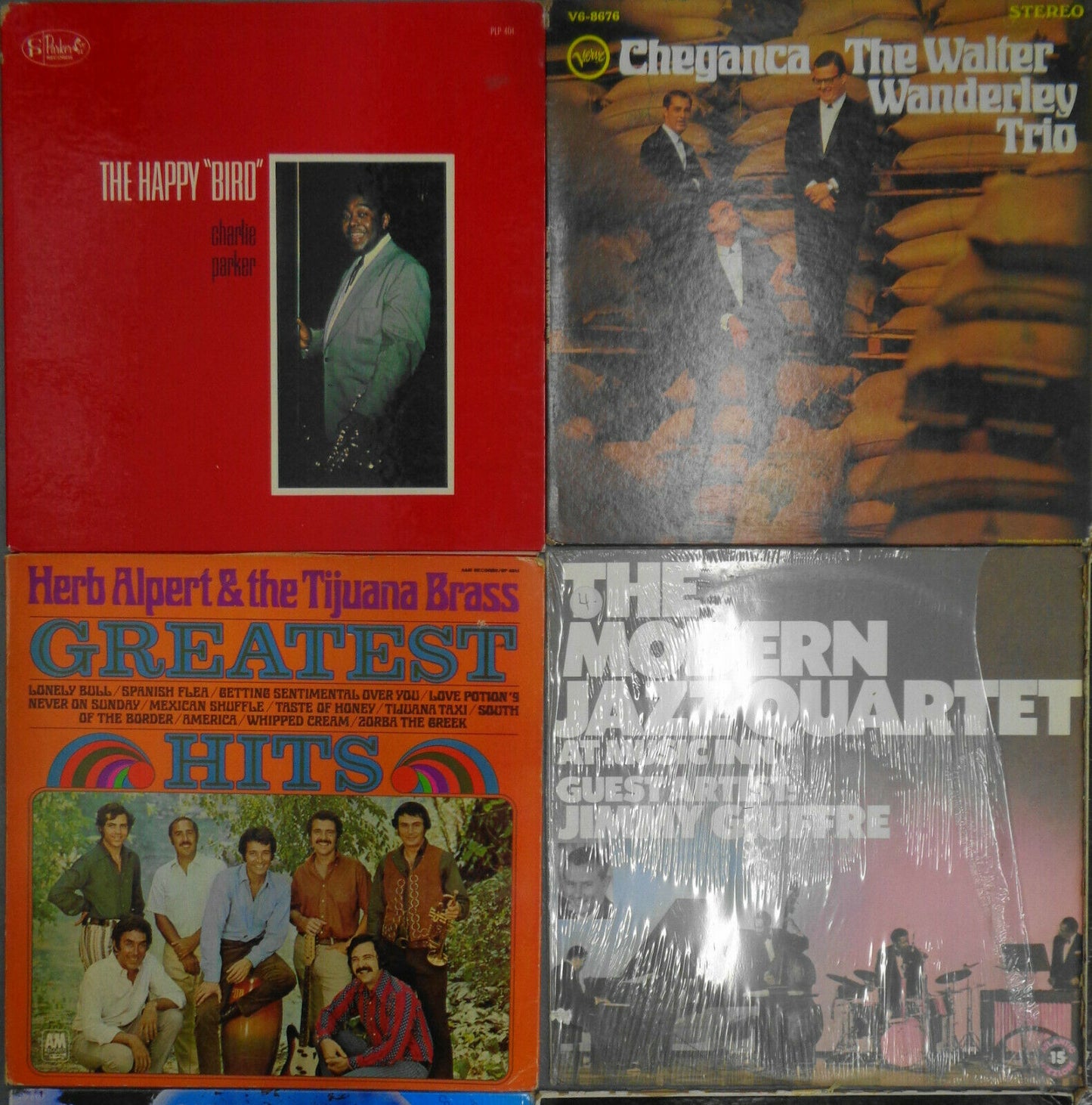 16 Jazz LPs Lot: Bird JJ Getz Terry Oscar MJQ Eldridge Sassy Gato Pee Wee Joya..