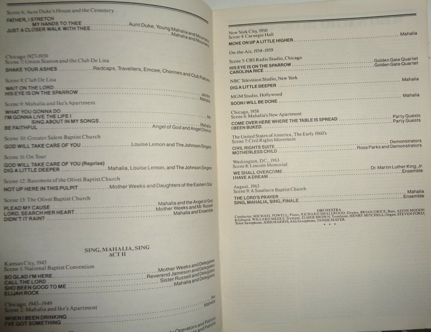 SING MAHALIA, SING! - SOUVENIR PROGRAM Warner Theatre NYC 1985 Jennifer Holiday