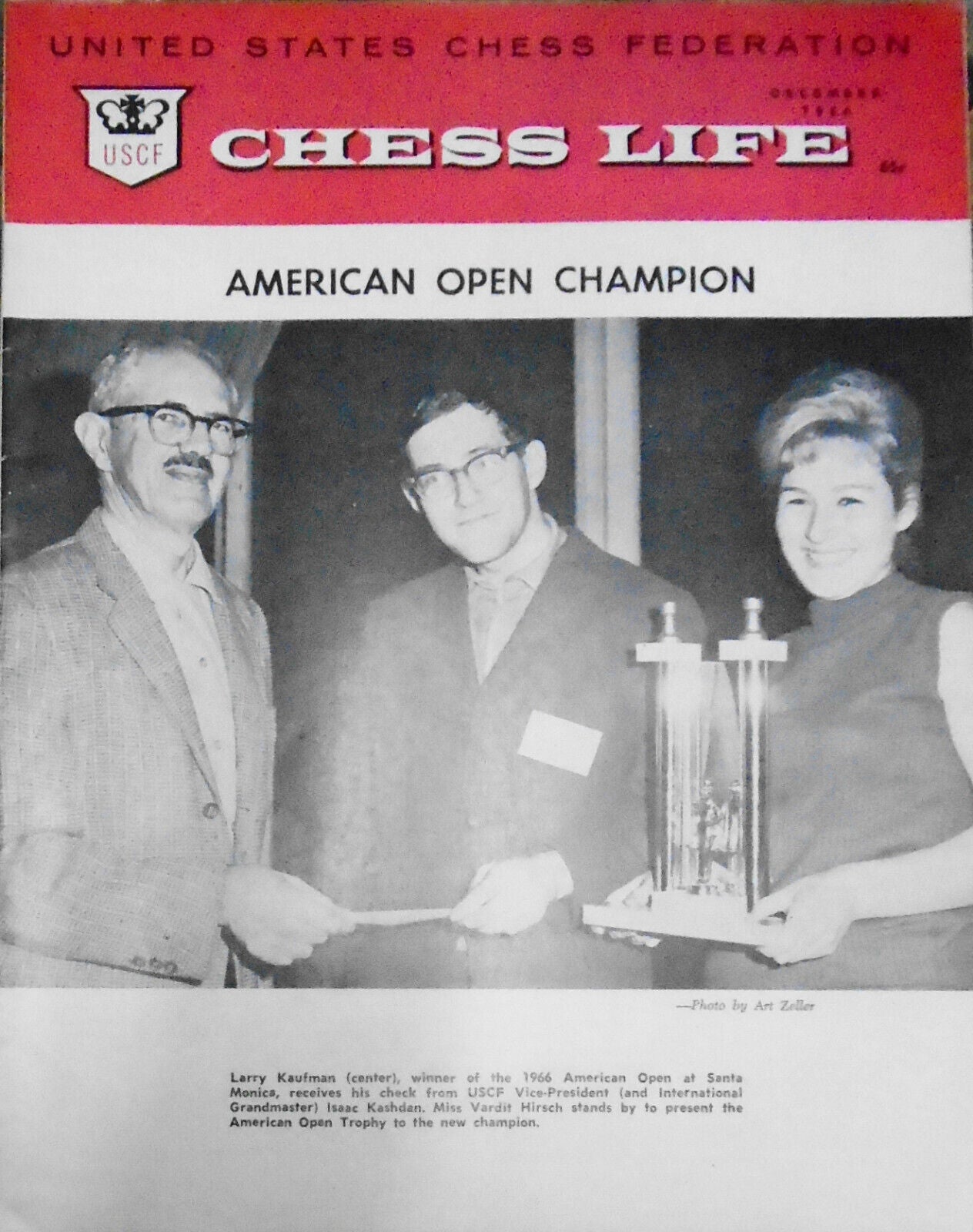 Chess Life, December 1966 -  Bobby Fischer with Fidel Castro - challenges Stein