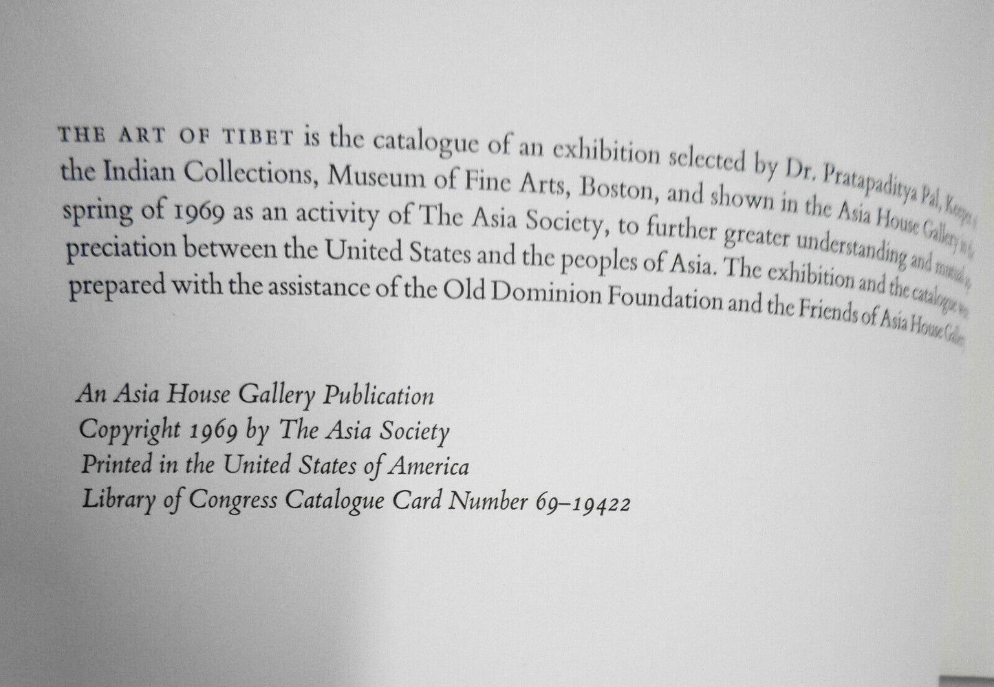 The Art of Tibet by Pratapaditya Pal - 1969 Exhibition Catalog - Asia Society