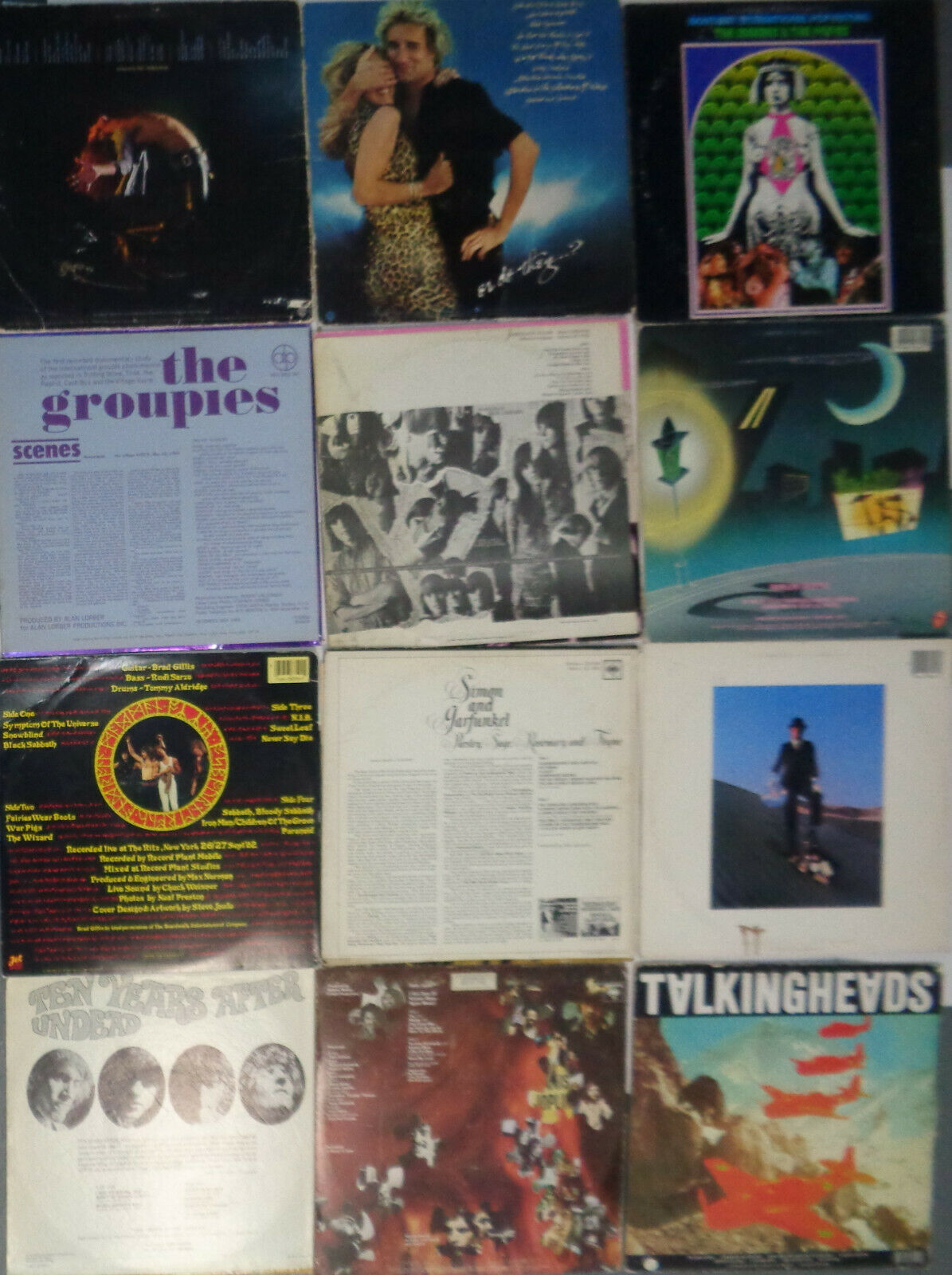 12 Rock LPs - Joplin Stones Van Halen Pink Floyd Talking Heads Groupies Stewart