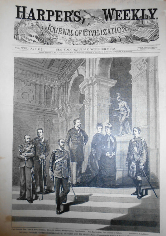 Canada's Favorite Governor General, Earl Dufferin And Staff Harper’s Weekly 1878