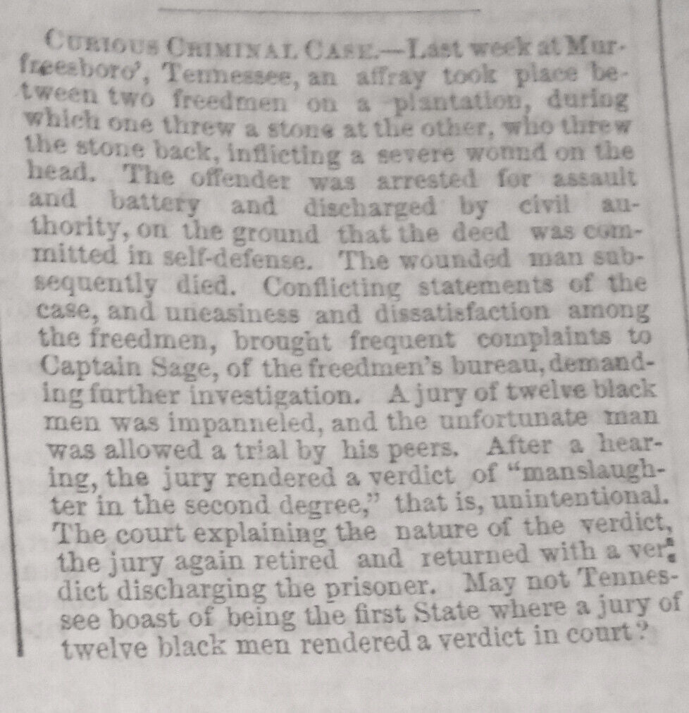 Supplement To The Connecticut Courant, June 2, 1866 - First all-Black jury...