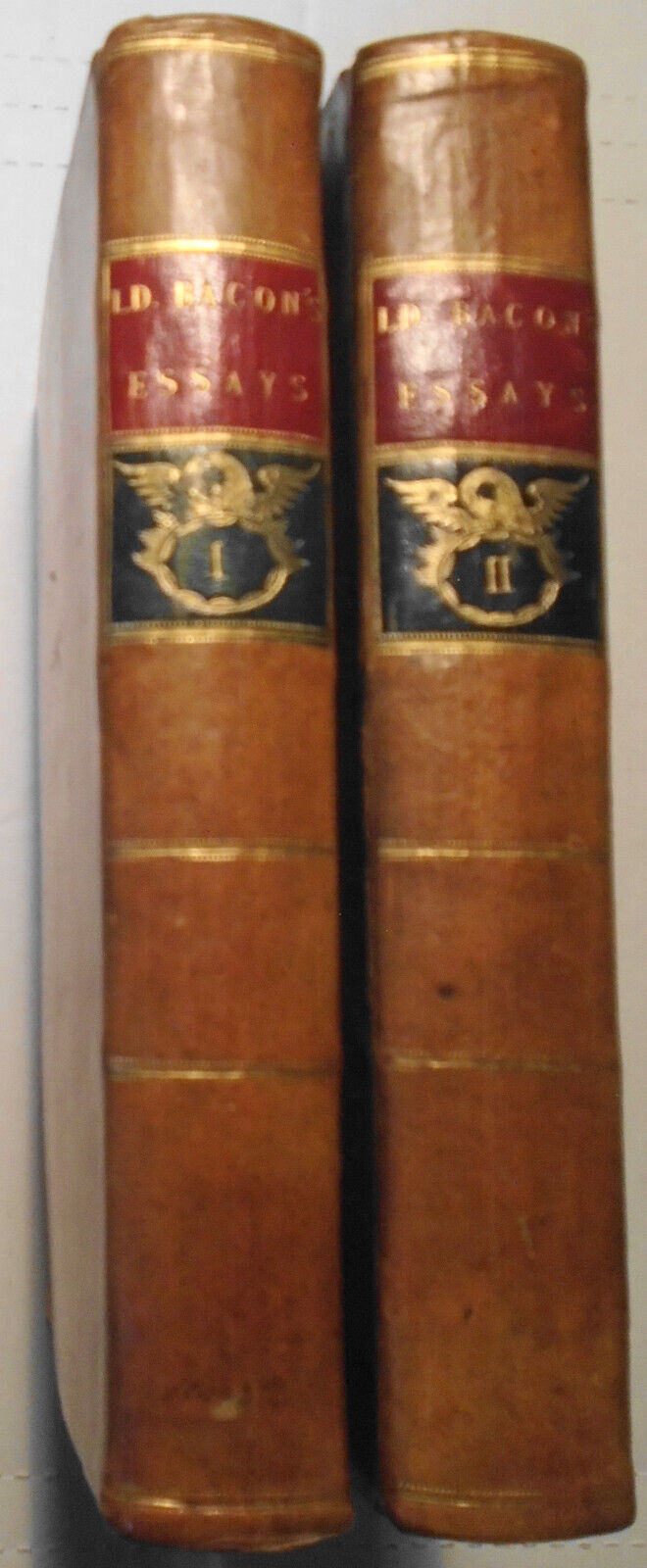 1787 The essays of Francis Bacon, In two volumes. Full leather. Very Good.