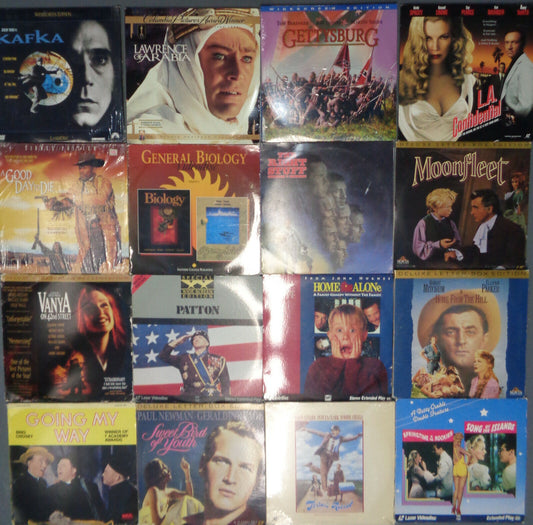 16  Laserdiscs Lot - Movies, comedy, history - Excellent, 2 sealed