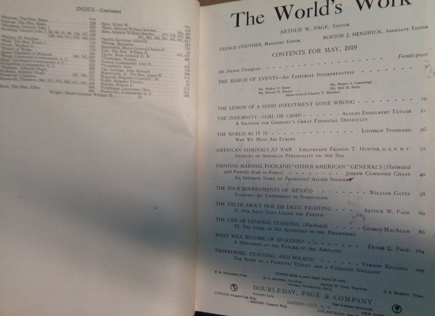 THE WORLD'S WORK VOL. 38, MAY-OCT., 1919 A HISTORY OF OUR TIME Arthur W Page, ed