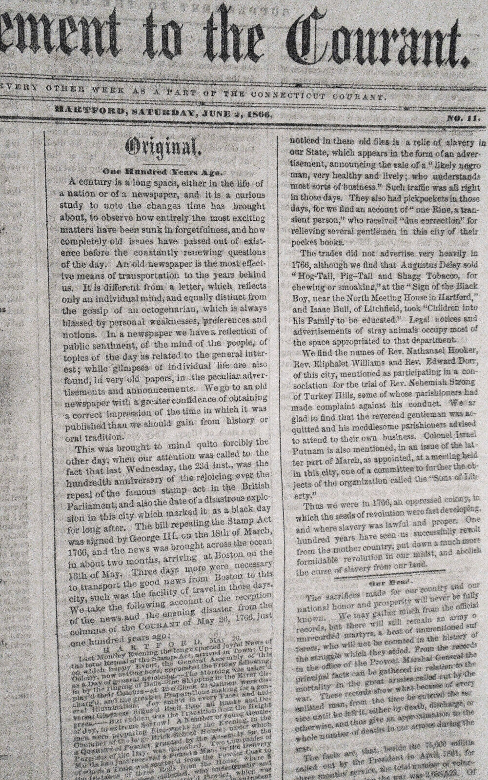 Supplement To The Connecticut Courant, June 2, 1866 - First all-Black jury...