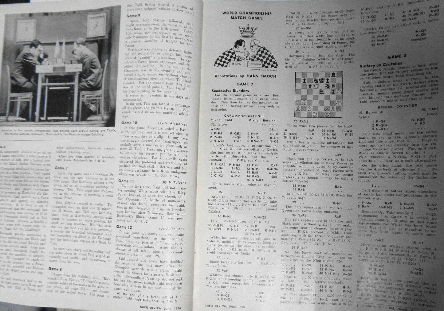 Chess Life, June1960 - Mikhail Tal, new World Champion (on cover)