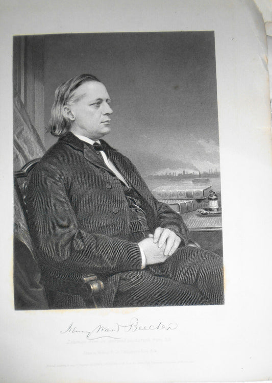 Henry Ward Beecher - steel engraving 1876 -Duyckinck Internationale Gallerie