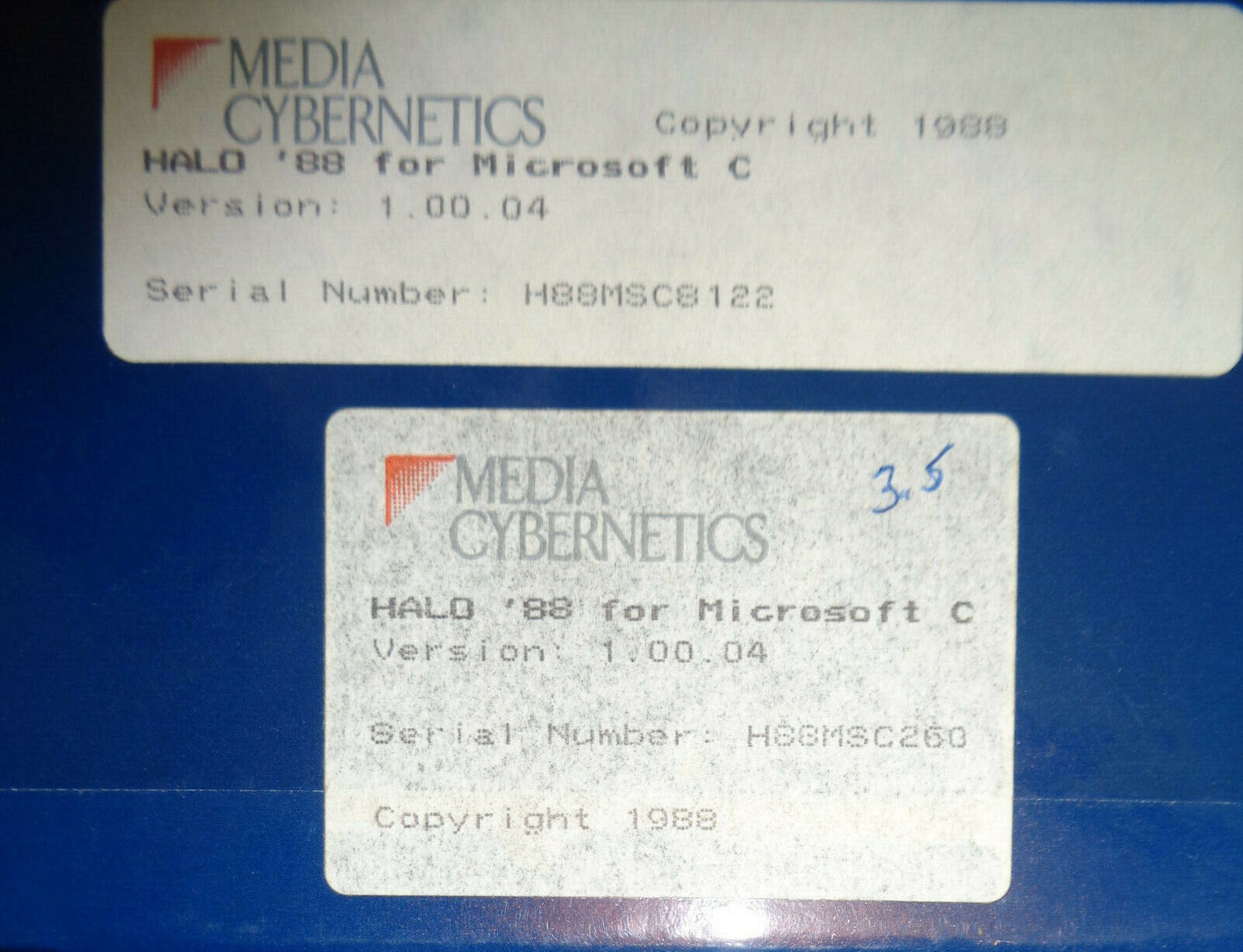 Halo '88 for Microsoft C, by Media Cybernetics. 1988, For IBM PCs. Unused