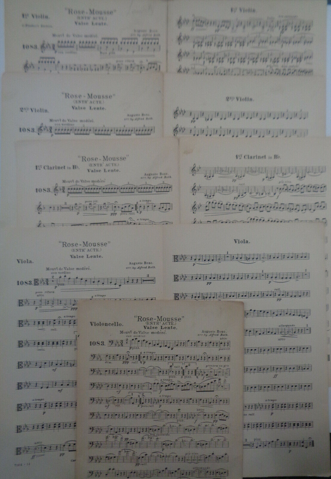 "ROSE-MOUSSE" (ENTR' ACTE.) VALSE LENTE, by Auguste Bosc, 1902 - For orchestra