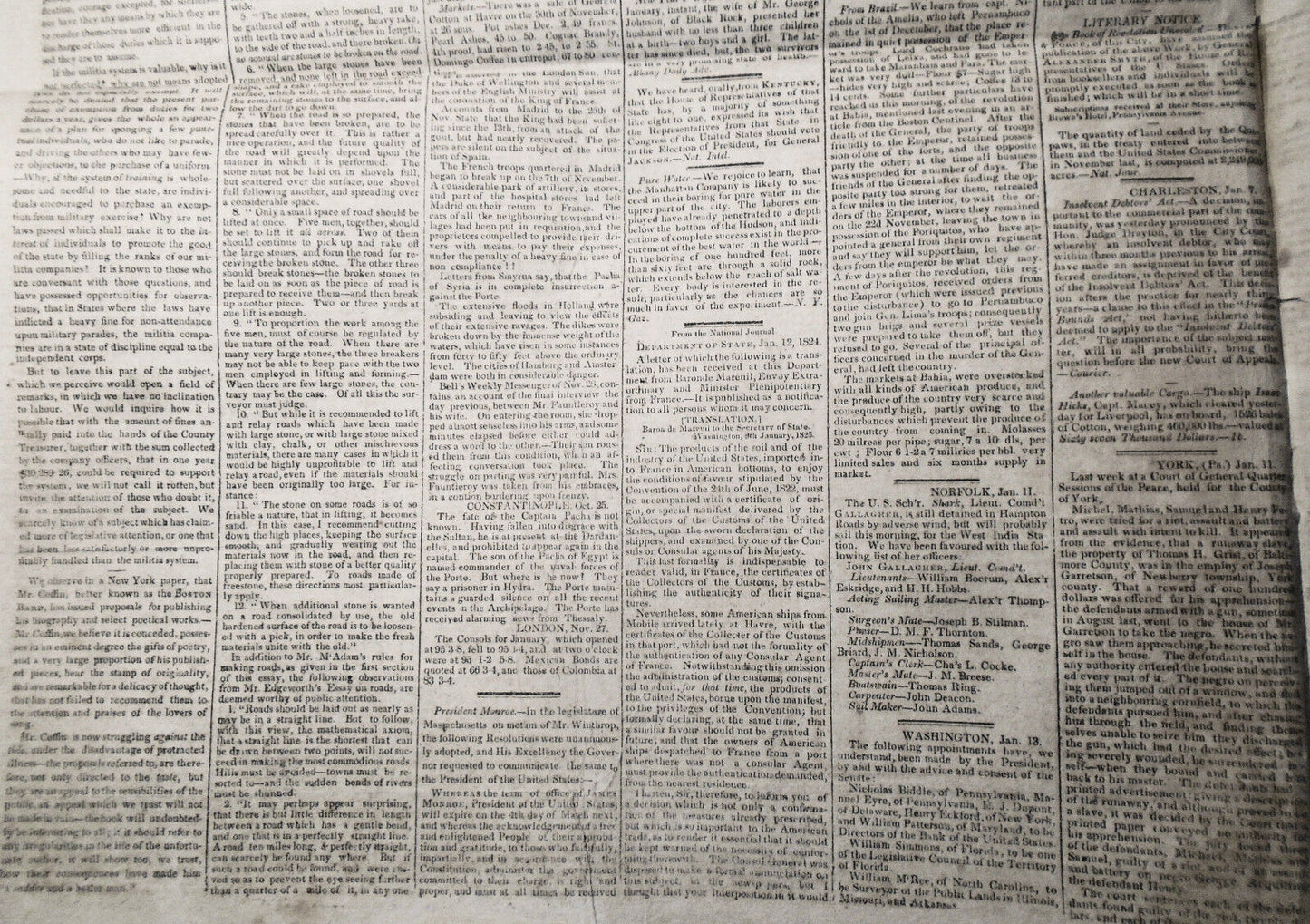 United States Gazette, January 18, 1825 - Guilty of intent to kill runaway slave