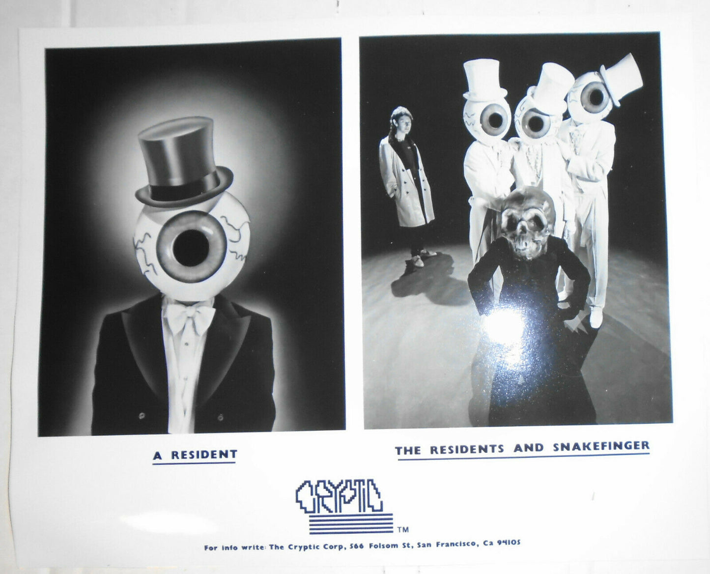 The Residents - 3 Press photos lot. New wave group, 1978.