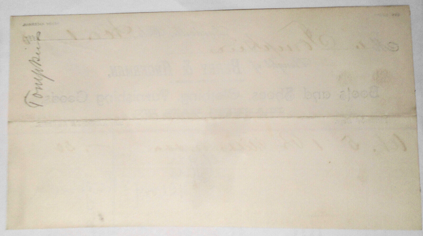 1888 Berry & Ackerman, Leadville Colorado, Billhead receipt. Boots, shoes...
